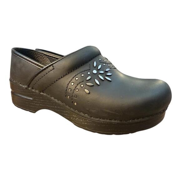 Dansko Patricia Studded Black Leather Clog Women size 36 US 6 - Picture 1 of 5